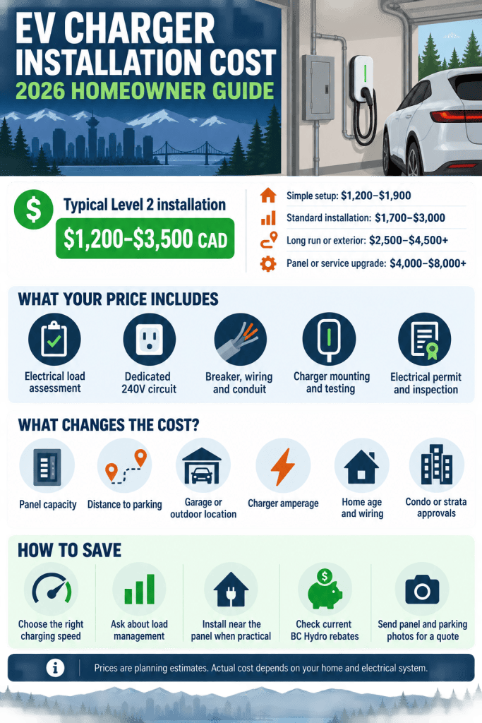 How Much Does EV Charger Installation Cost? 1 How Much Does EV Charger Installation Cost infographic