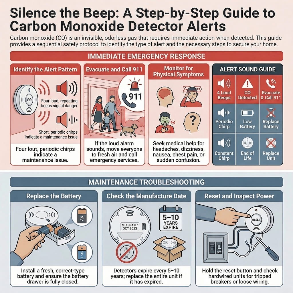Carbon Monoxide Detector Beeping Continuously,What to Do? 1 What to do first when the detector keeps beeping