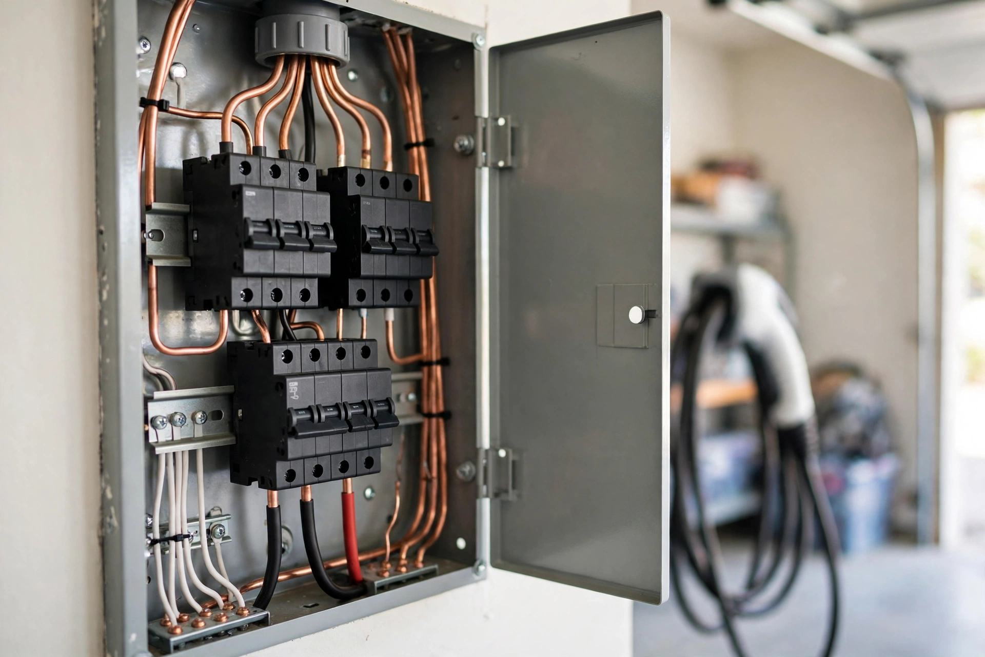 Breaker Keeps Tripping, Burning Smell, or Half the House Dark? A Tri-Cities Emergency Guide 3 Modern labelled electrical panel with a dedicated circuit in a Coquitlam garage