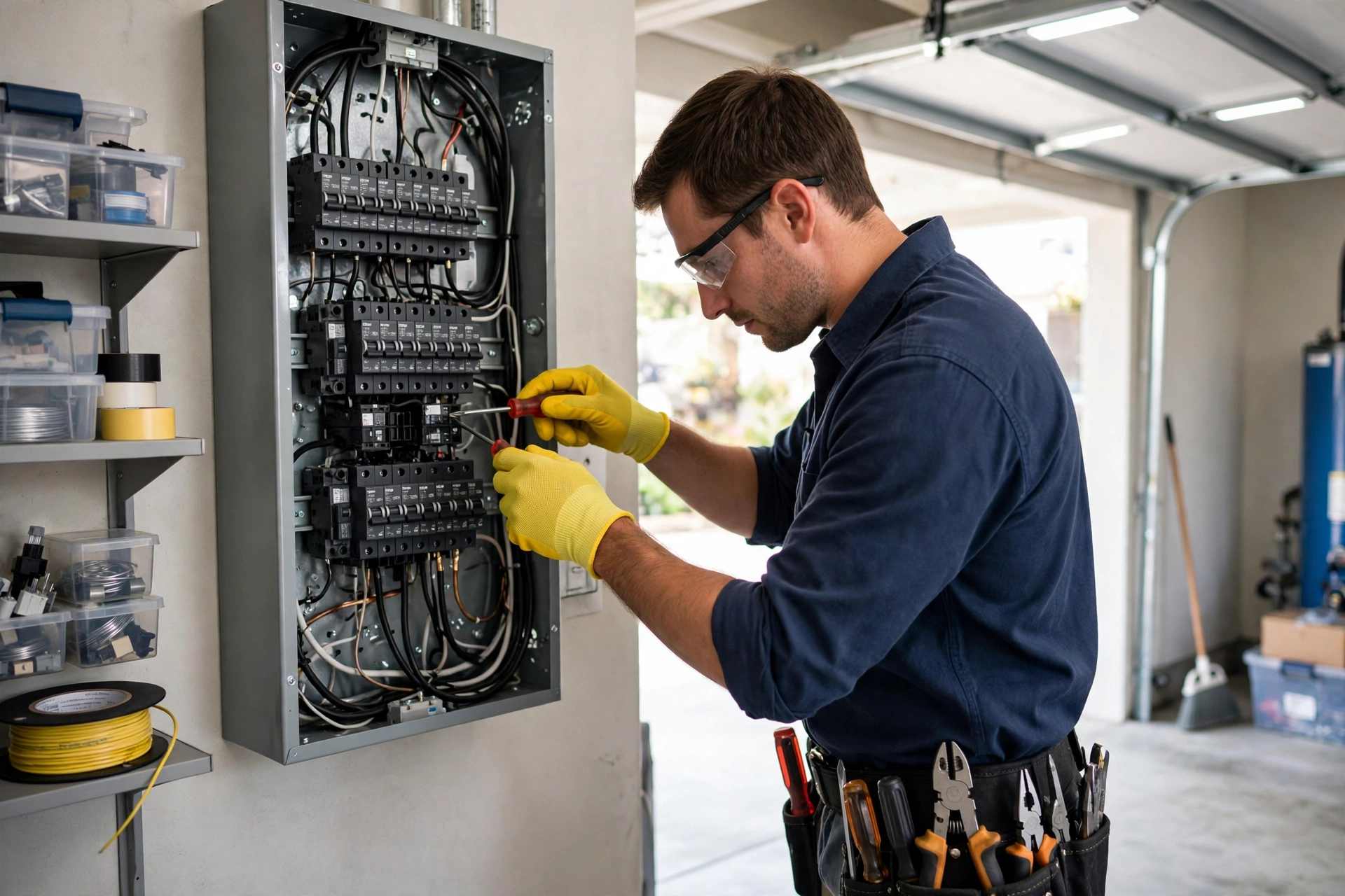 Intel Power Named Port Coquitlam's #1 Electrician by ThreeBestRated 1 Certified electrician upgrading a home electrical panel in the Tri-Cities.